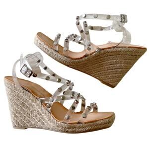 Dolce Vita | Maxton Espadrille Wedge Sandals Square Toe Studded Clear Straps 8.5